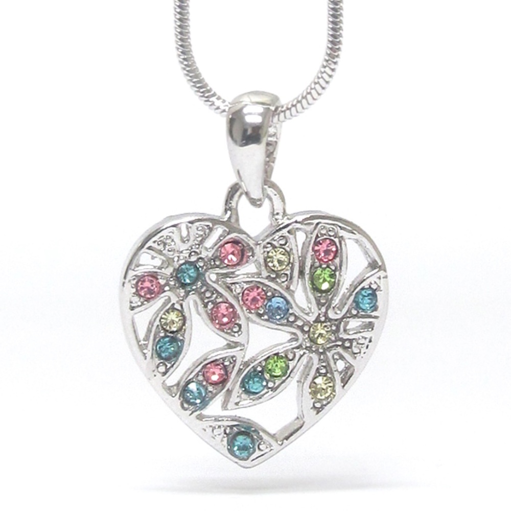 Daisy Heart Crystal Necklace